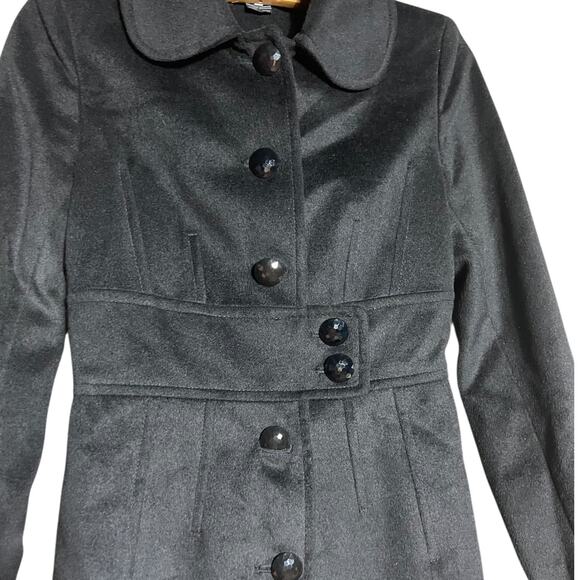 Pippa Coat with Jeweled Button Front, Black, Size 0, Made in Romania - Picture 7 of 11